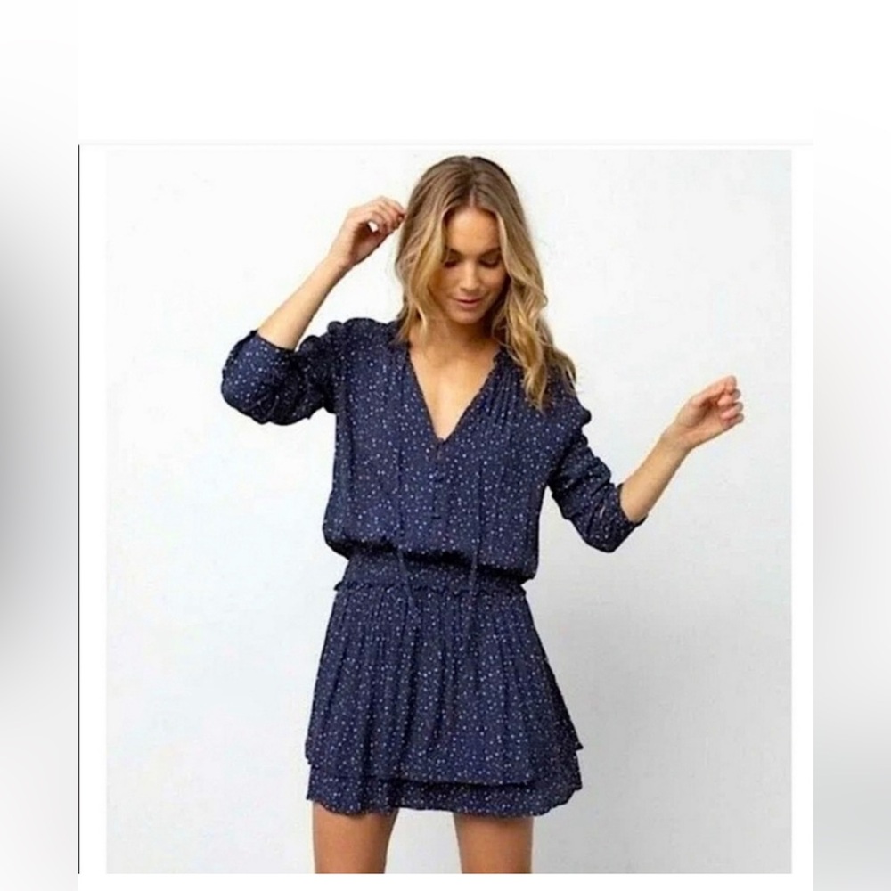 Rails Jasmine Navy Nova Dress smocked Waist mini dress star celestial print